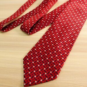 Neck Tie Mens Red Geometric Windmill Jacquard Italian Silk USA Made XMI Platinum